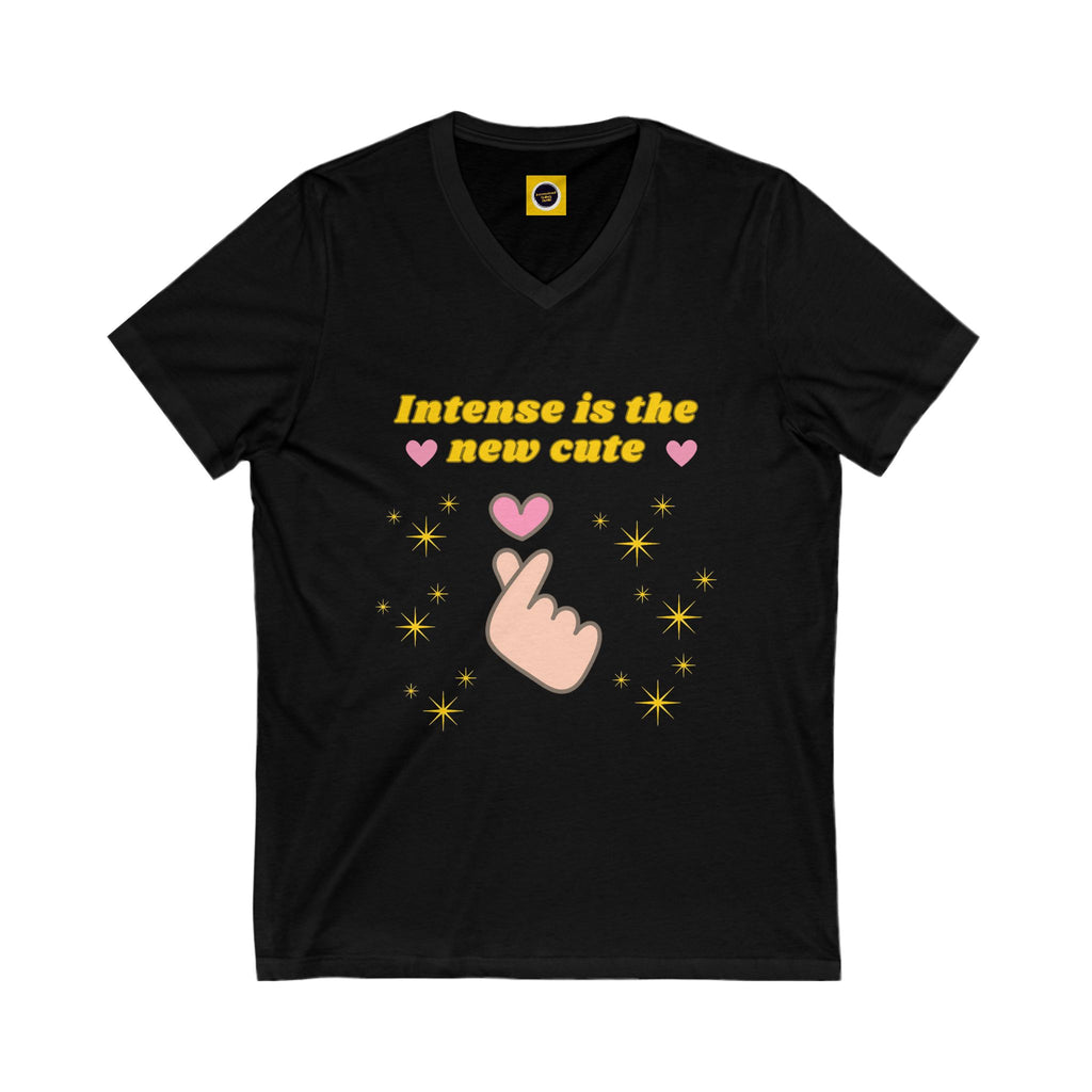 Intense is the New Cute V-Neck Tee, Cute Graphic Shirt, Fun Casual Wear, Gift for Friends, Summer Outfit