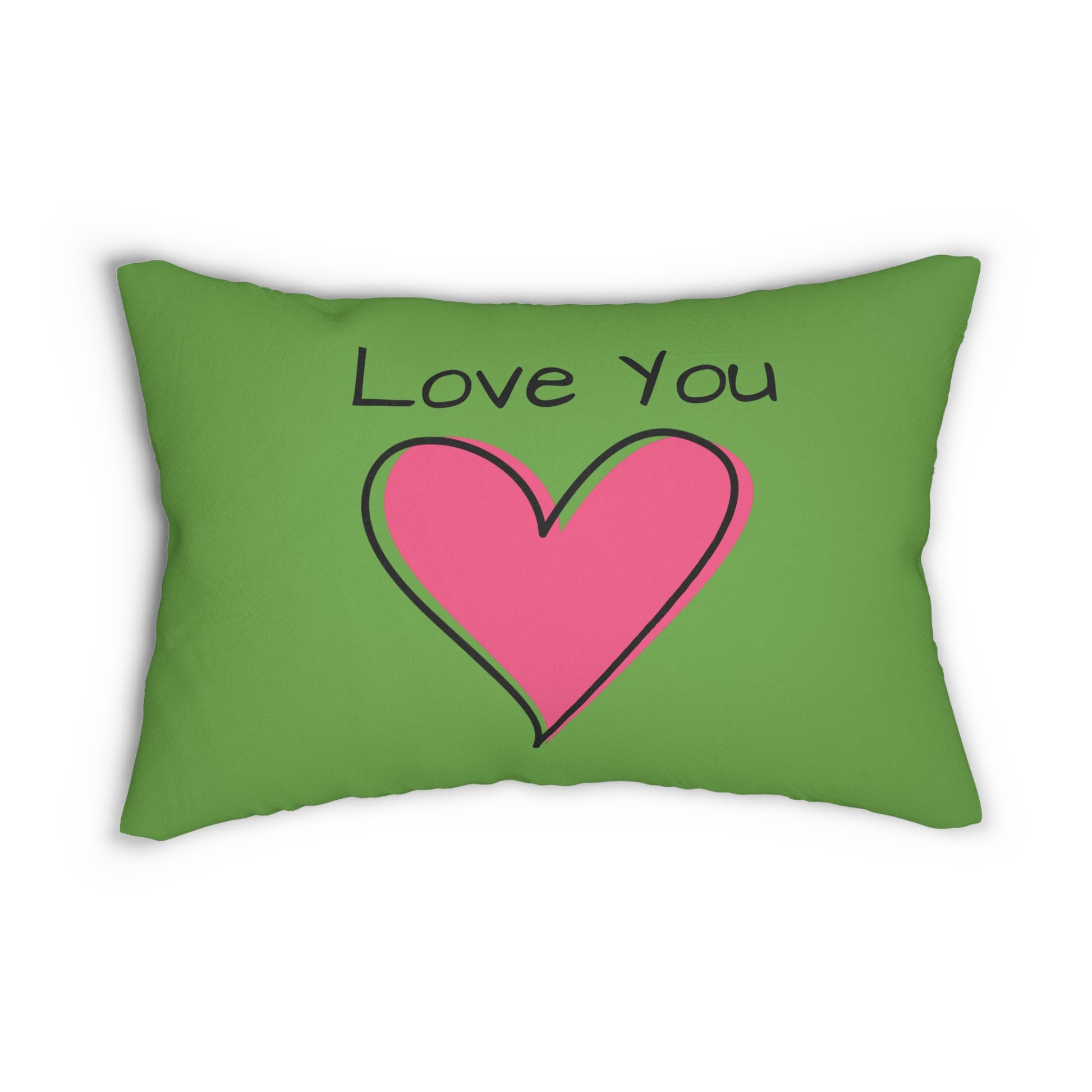Love You Lumbar Pillow, Heart Throw Pillow, Spun Polyester Cushion, Gift for Her, Valentine's Day Decor