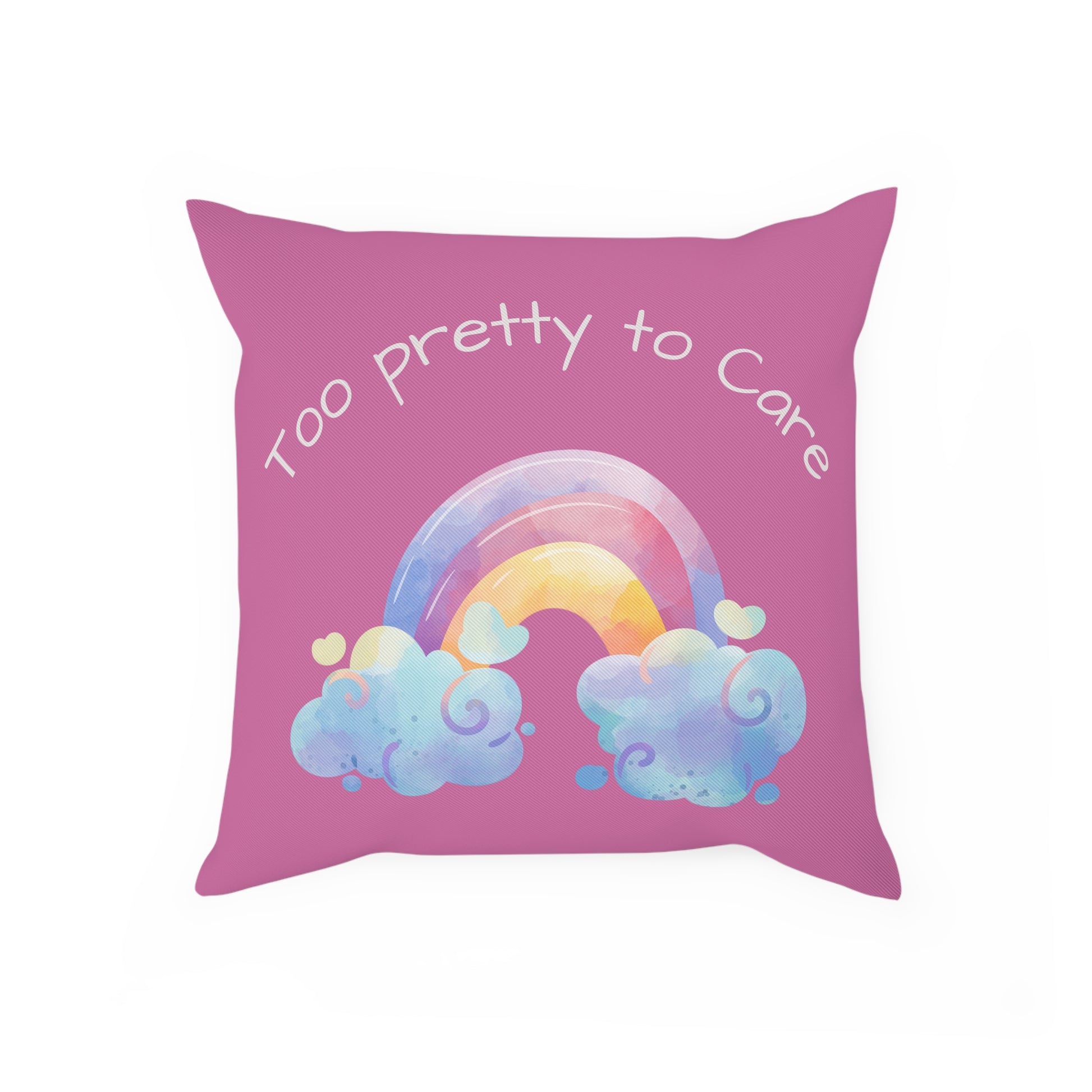 Cushion with Rainbow Design, Motivational Decor Pillow for Home, 'Too Pretty to Care' Gift, Cozy Couch Accessory, Inspiring Bedroom [...]