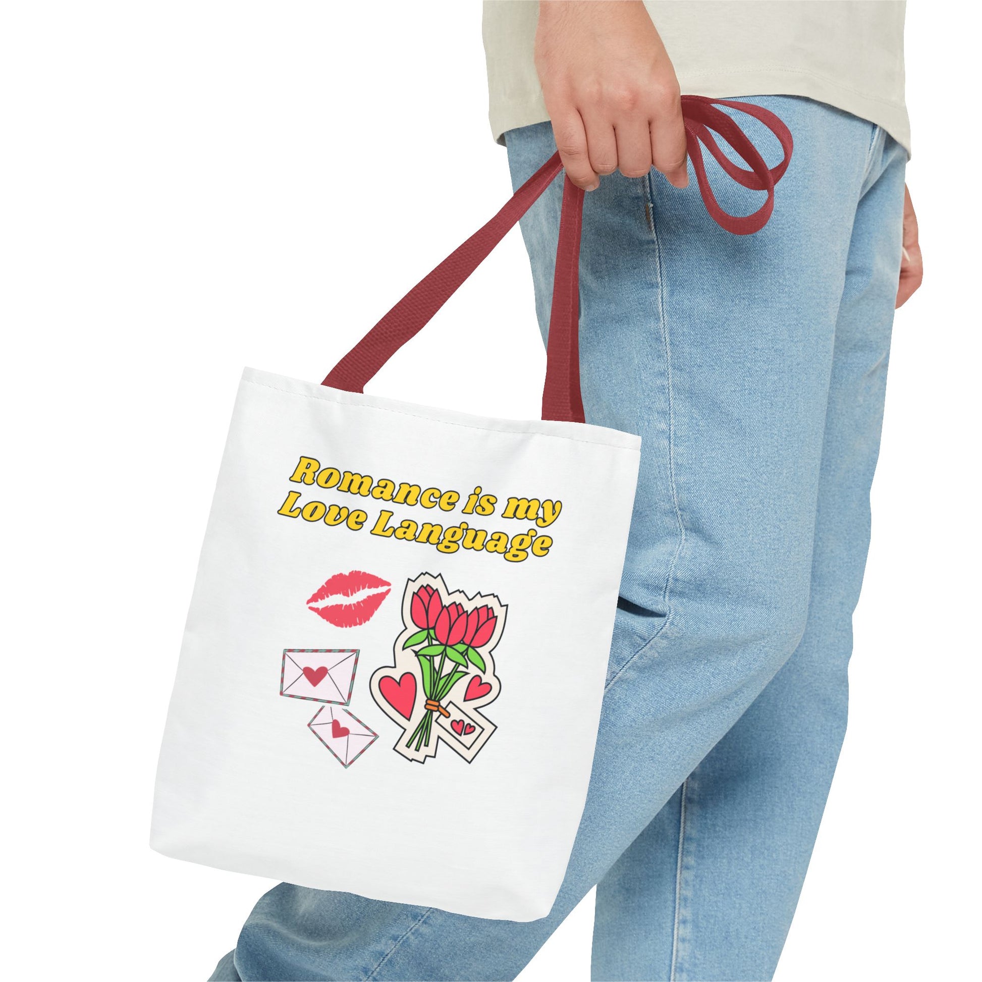 Romantic Tote Bag, Love Language Gift, Cute Reusable Shopping Bag, Valentine's Day Essentials, Gifts for Her, Floral Design Tote
