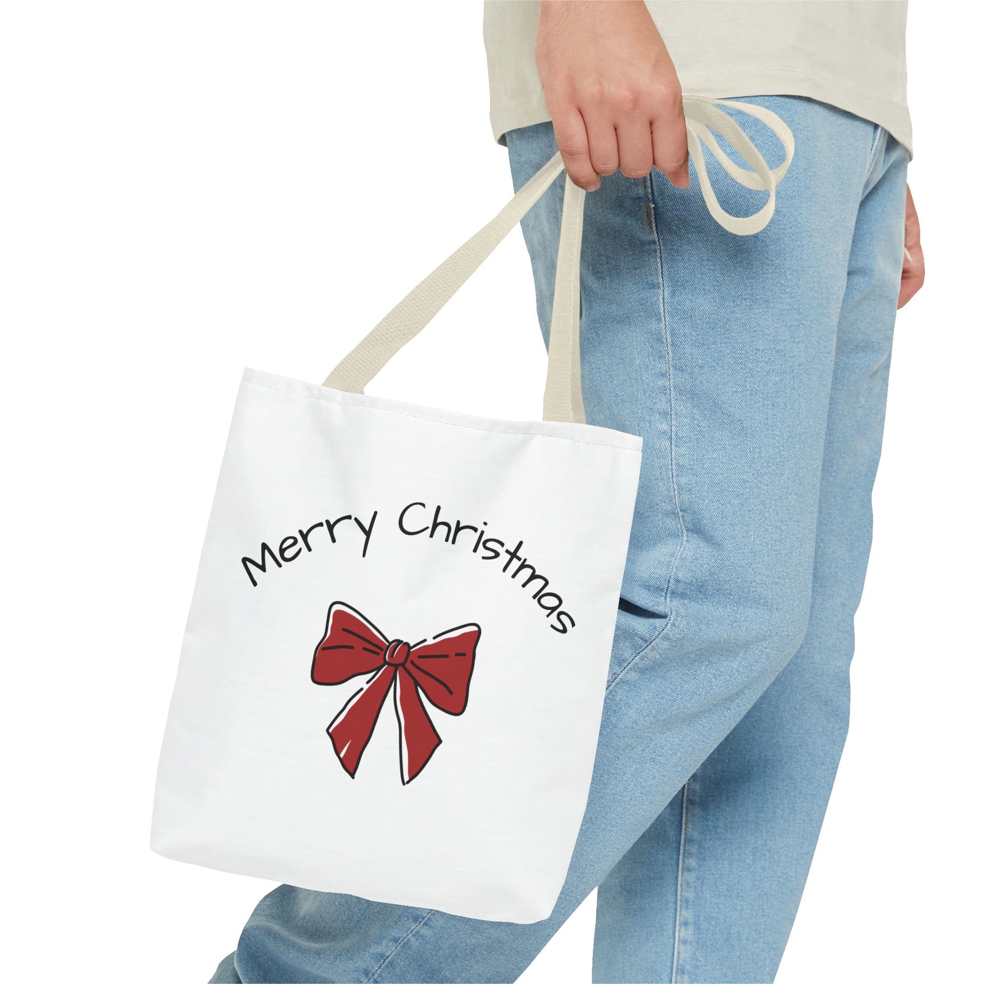 Merry Christmas Tote Bag - Festive Holiday Bag, Gift Idea for Christmas, Shopping Tote, AOP Design, Eco-Friendly Gift