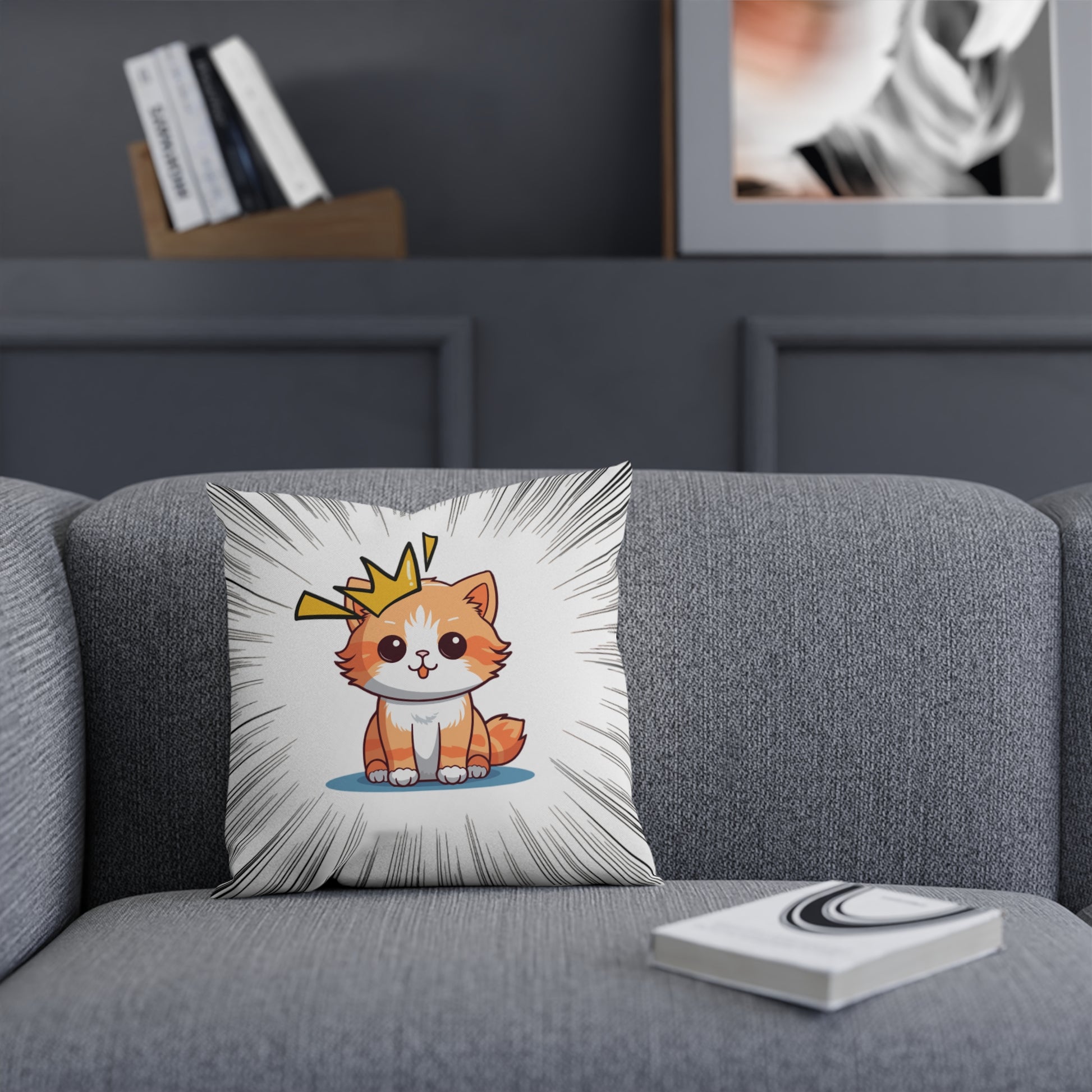 Cute Cat Crown Cushion, Adorable Home Decor, Pet Lover Gift, Soft Pillow for Kids Room, Birthday Present, Cat Theme Decorative Pillow