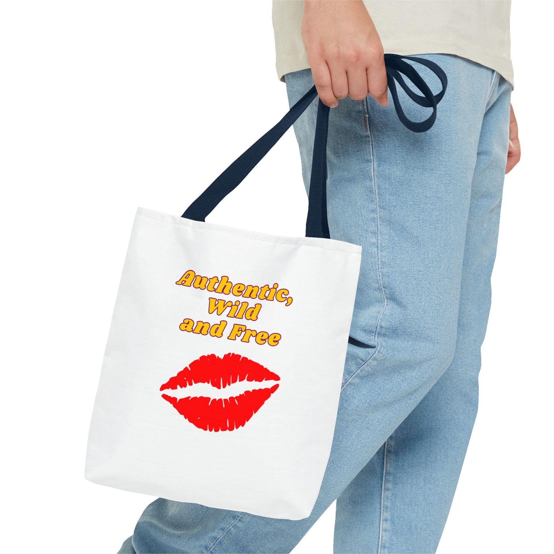 Authentic Wild and Free Tote Bag, Kiss Print Shopper, Fashionable Carryall, Gift for Her, Eco-Friendly Bag, Summer Essential