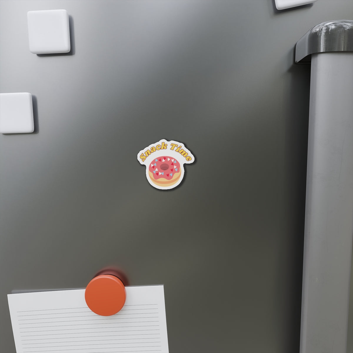 Cute Snack Time Die-Cut Magnet, Fun Kitchen Decor, Gift for Food Lovers, Refrigerator Magnet, Donut Magnet