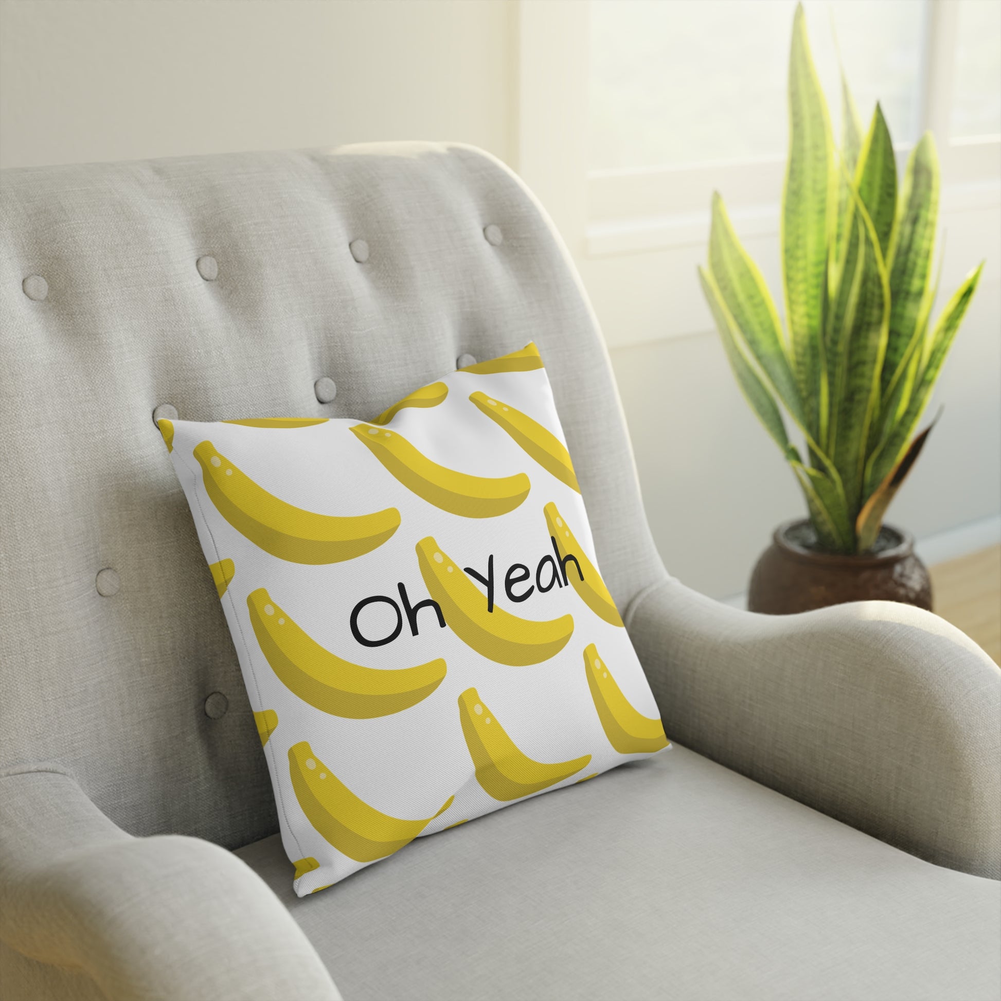 Fun Banana Print Cushion, Decorative Throw Pillow, Cute Home Decor, Gift for Fruit Lovers, Tropical Vibe Cushion