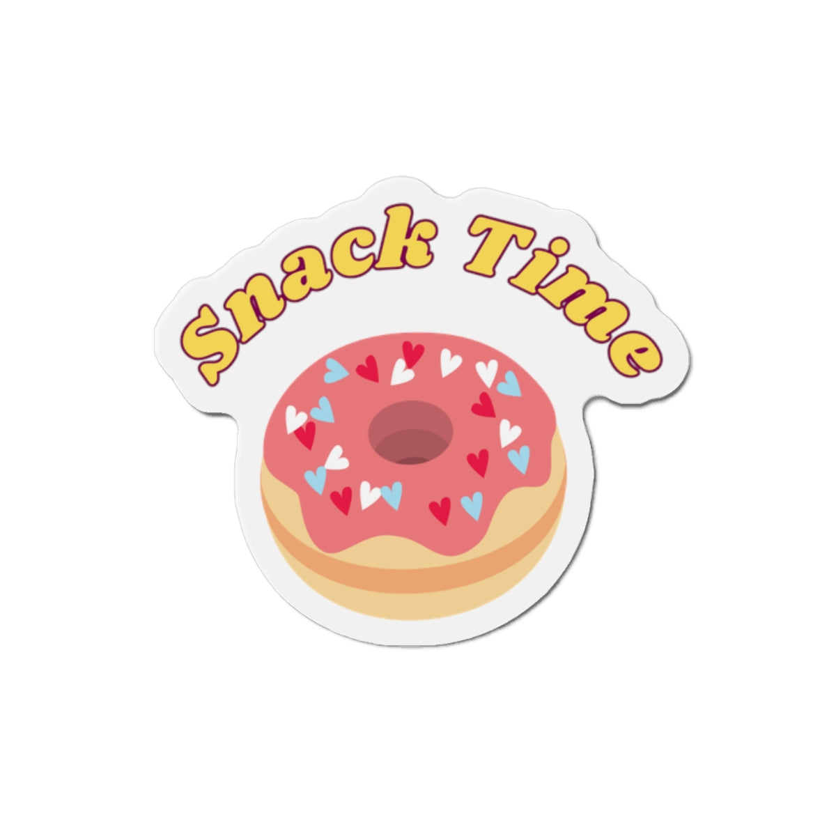 Cute Snack Time Die-Cut Magnet, Fun Kitchen Decor, Gift for Food Lovers, Refrigerator Magnet, Donut Magnet