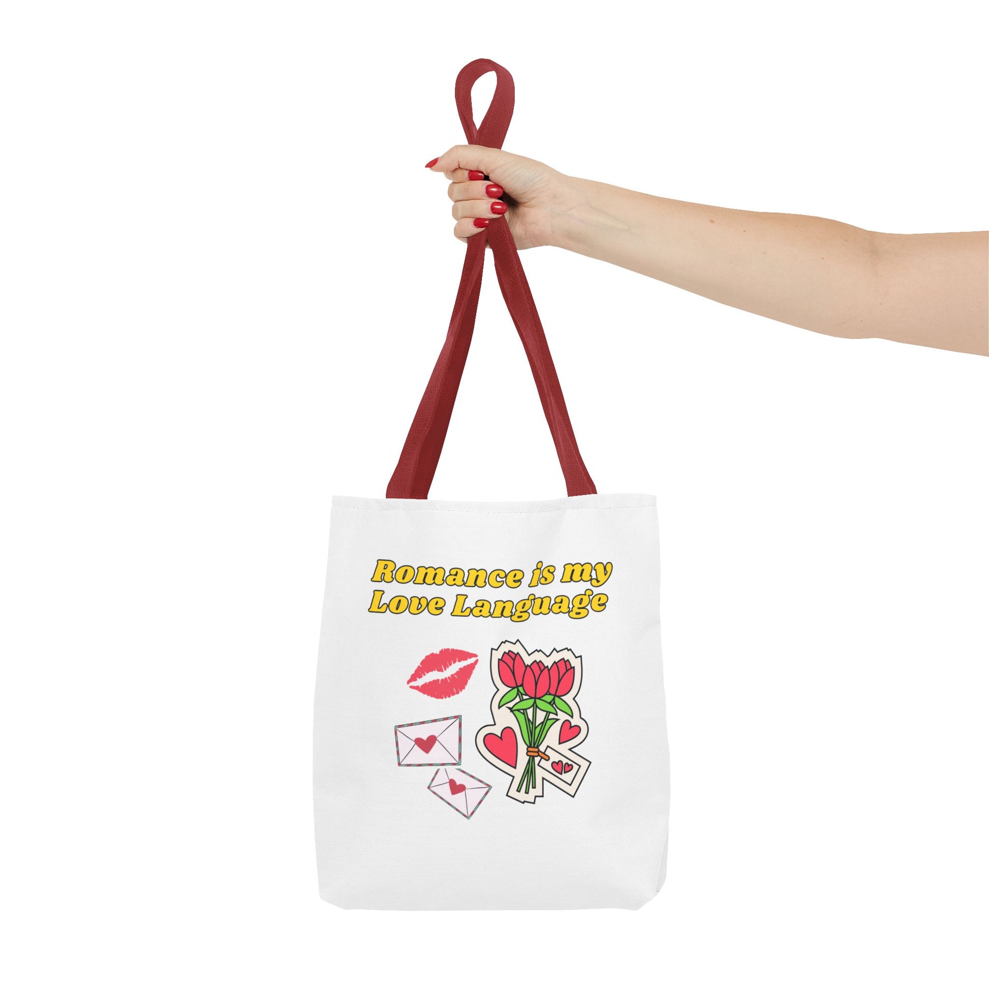 Romantic Tote Bag, Love Language Gift, Cute Reusable Shopping Bag, Valentine's Day Essentials, Gifts for Her, Floral Design Tote
