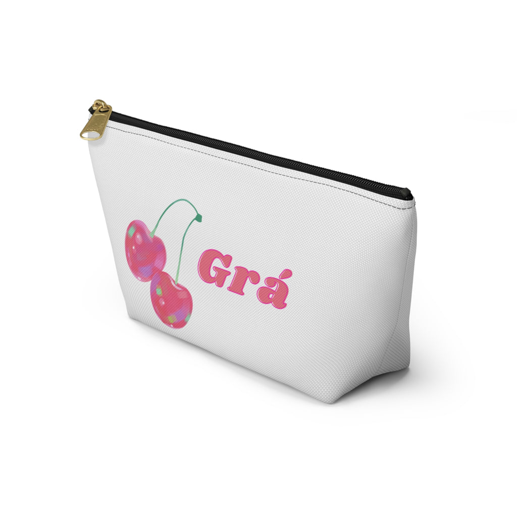 Gra, Love in Irish, Cherry Print Accessory Pouch - Cute Makeup Bag, Gift for Her, Travel Essentials, School Supplies, Fun Stationery Organizers