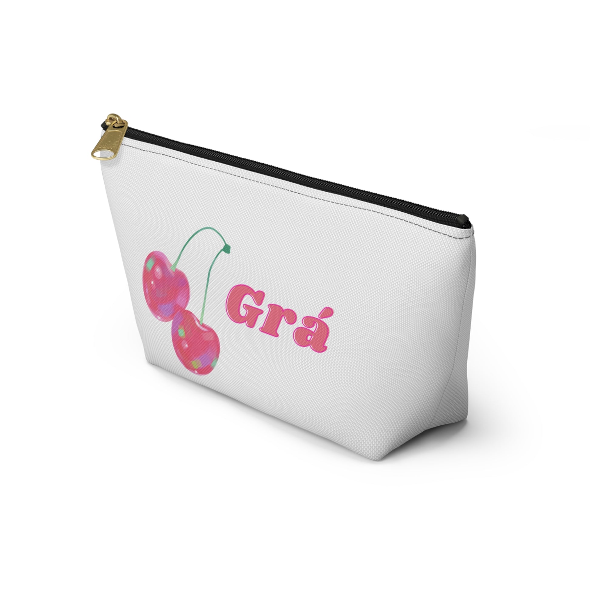 Gra, Love in Irish, Cherry Print Accessory Pouch - Cute Makeup Bag, Gift for Her, Travel Essentials, School Supplies, Fun Stationery Organizers