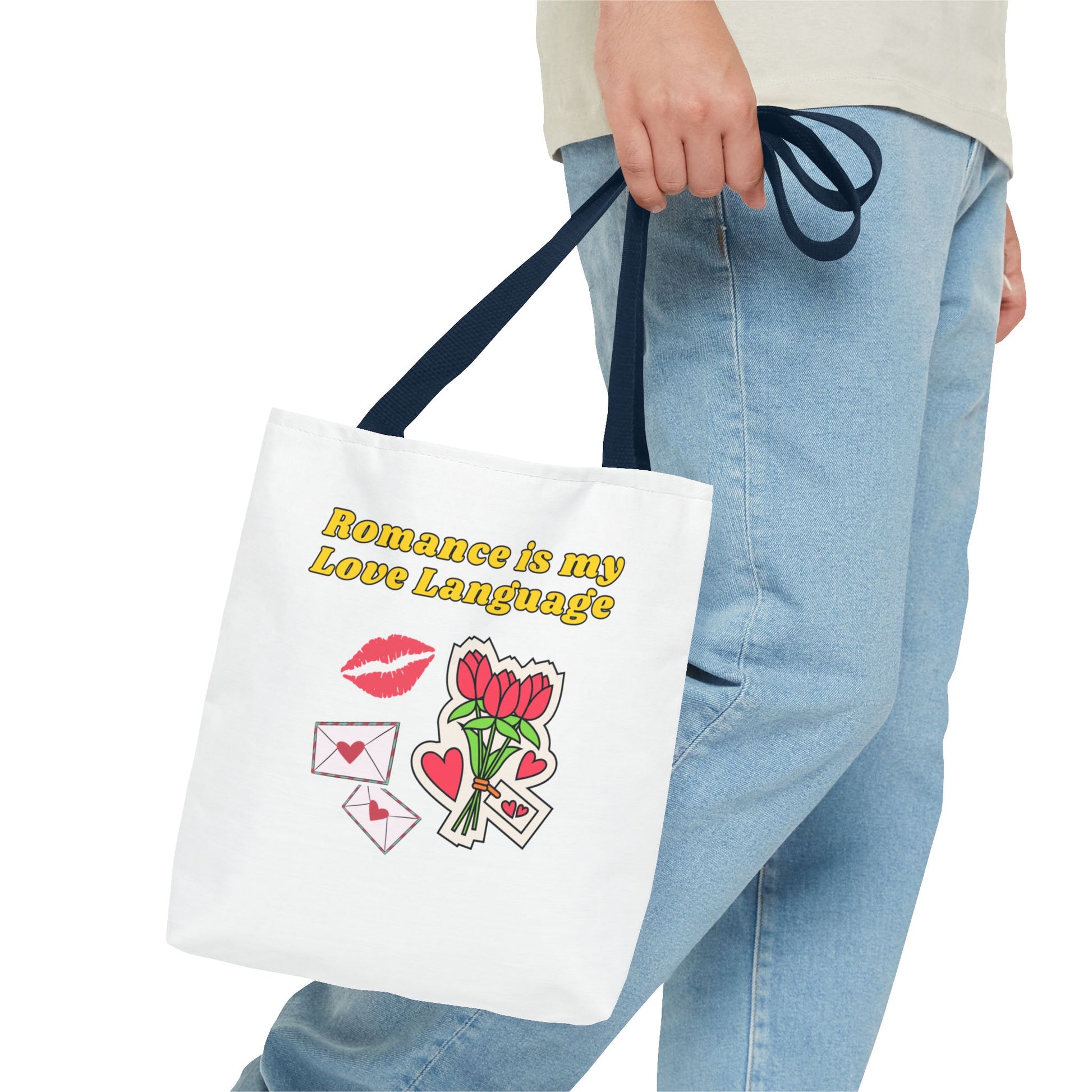 Romantic Tote Bag, Love Language Gift, Cute Reusable Shopping Bag, Valentine's Day Essentials, Gifts for Her, Floral Design Tote