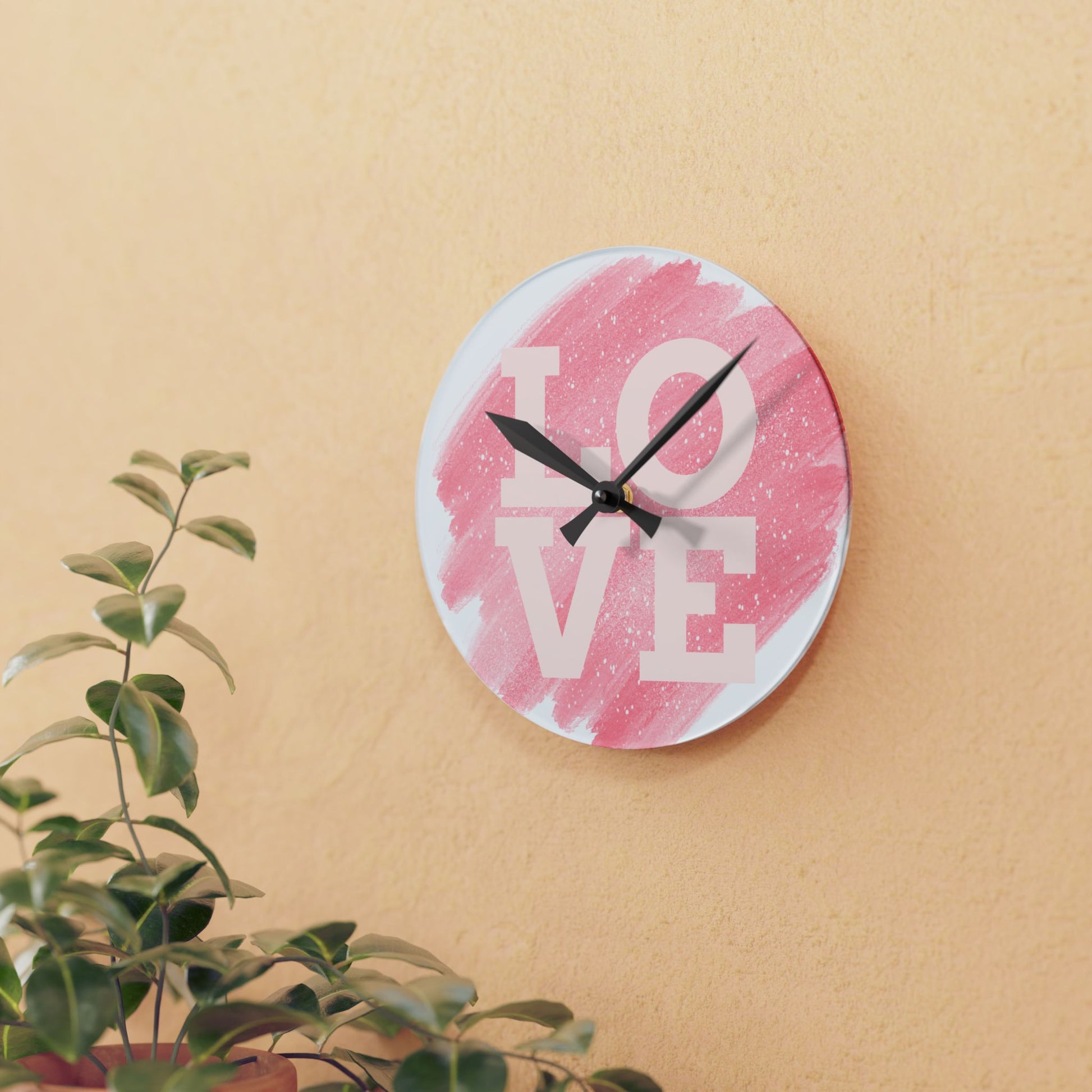 Chic Pink Acrylic Wall Clock, Modern Home Decor, Unique Gift for Her, Timeless Design for Weddings, Living Room Wall Art