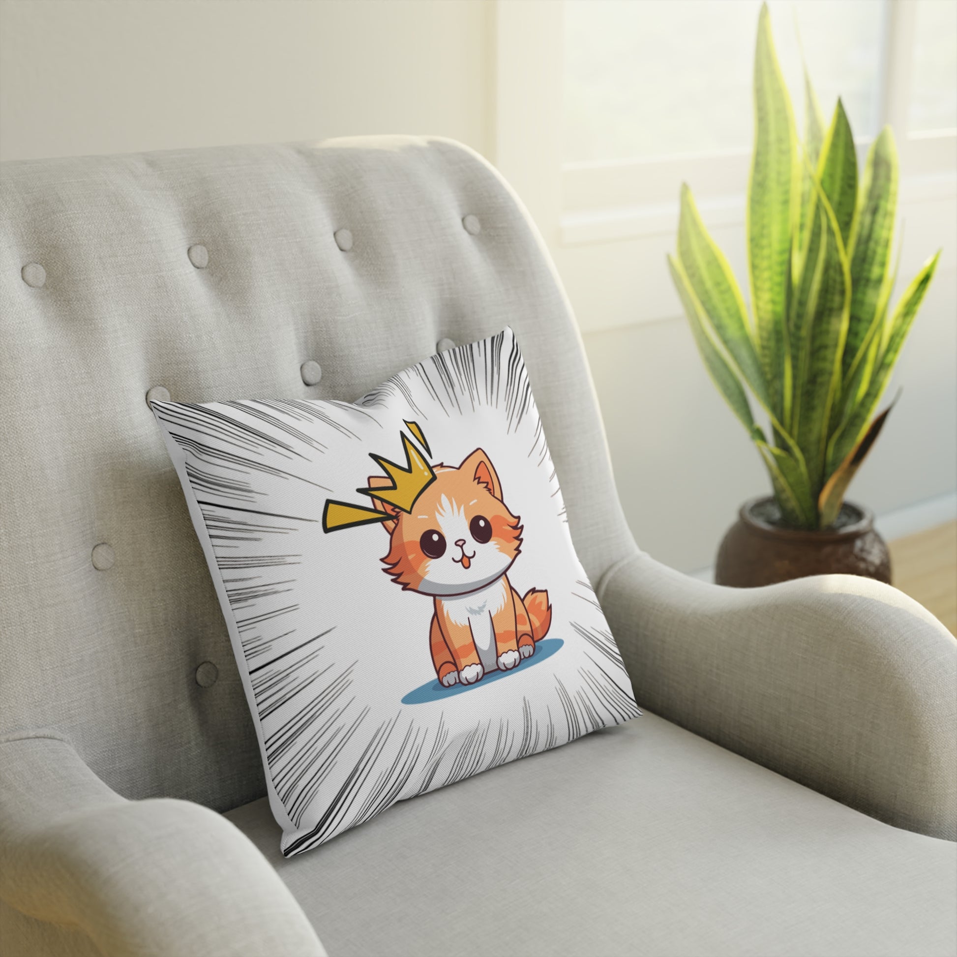 Cute Cat Crown Cushion, Adorable Home Decor, Pet Lover Gift, Soft Pillow for Kids Room, Birthday Present, Cat Theme Decorative Pillow