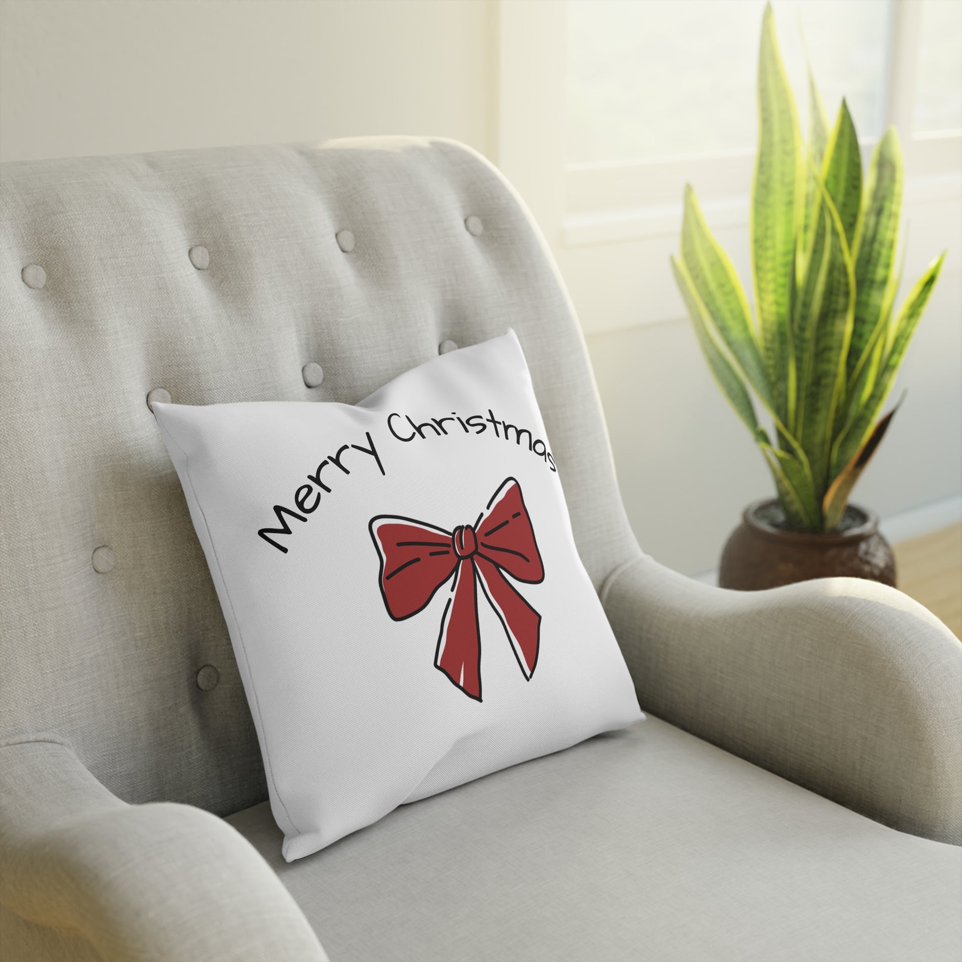 Christmas Bow Cushion, Holiday Decor Pillow, Merry Christmas Gift, Festive Home Accent, Cozy Winter Decoration
