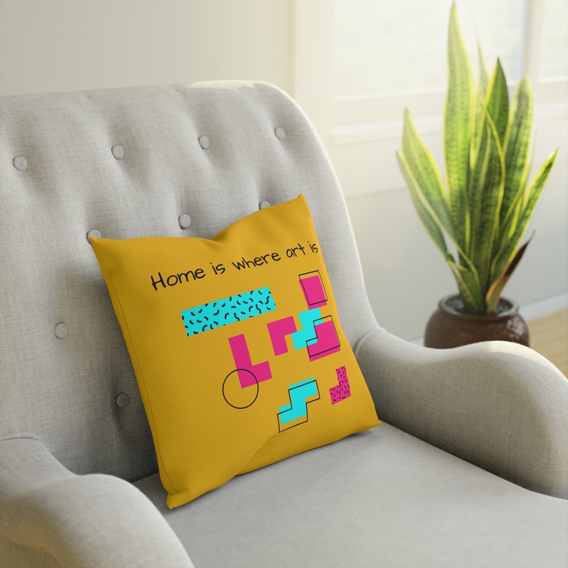 Home is Where Art Is Cushion | Decorative Throw Pillow, Modern Home Decor, Colorful Cushion, Gift for Art Lovers, Cozy Living Room Decor