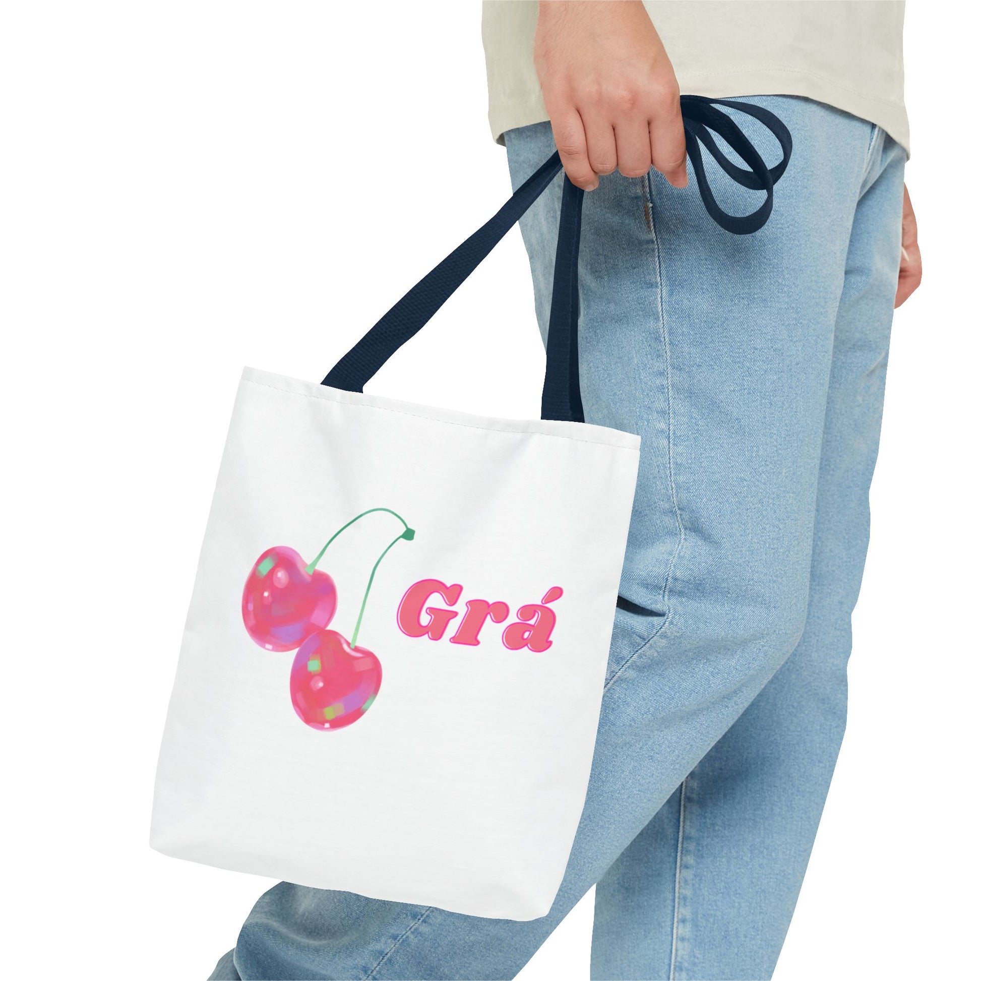 Cute Cherry Grá Tote Bag, Stylish Shopping Bag, Reusable Grocery Tote, Eco-Friendly Carryall, Gift for Friend, Summer Accessory