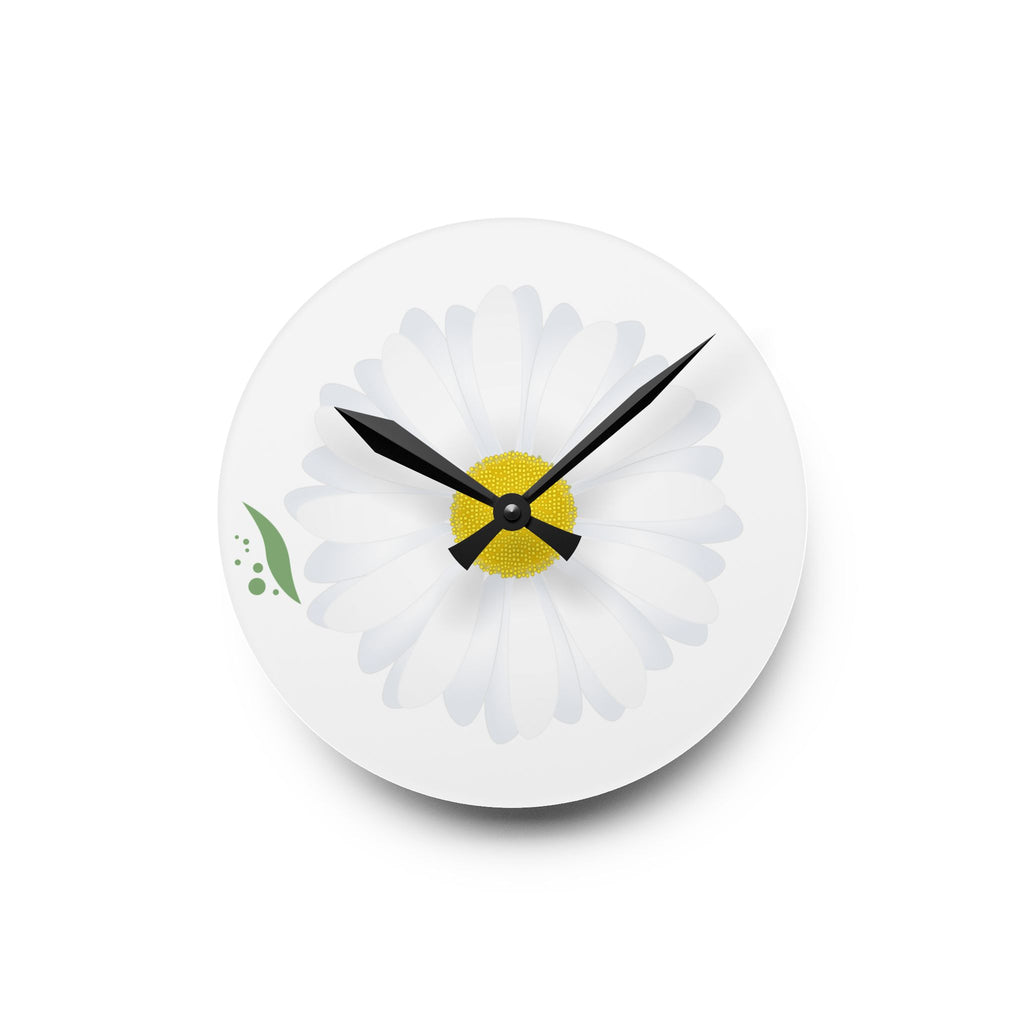 Daisy Acrylic Wall Clock, Floral Home Decor, Modern Wall Art, Unique Gift for Her, Kitchen or Living Room Clock