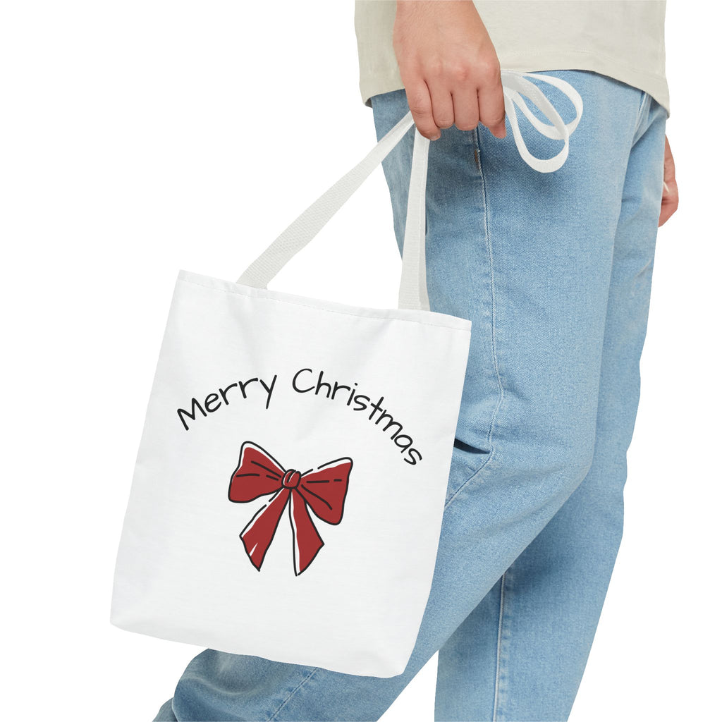 Merry Christmas Tote Bag - Festive Holiday Bag, Gift Idea for Christmas, Shopping Tote, AOP Design, Eco-Friendly Gift