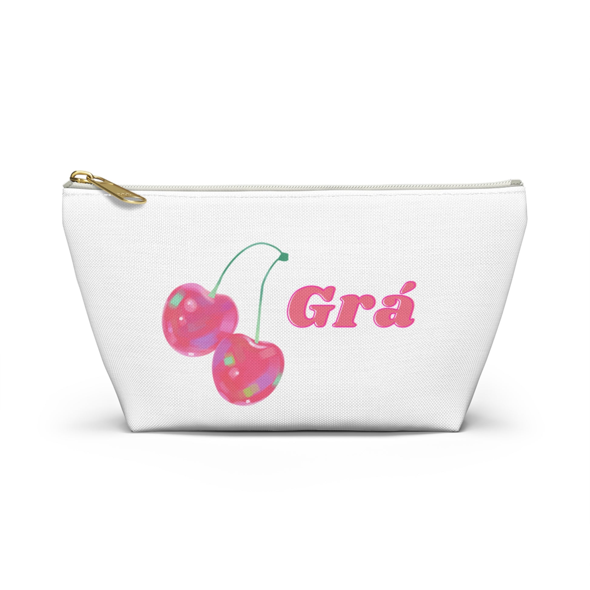 Gra, Love in Irish, Cherry Print Accessory Pouch - Cute Makeup Bag, Gift for Her, Travel Essentials, School Supplies, Fun Stationery Organizers