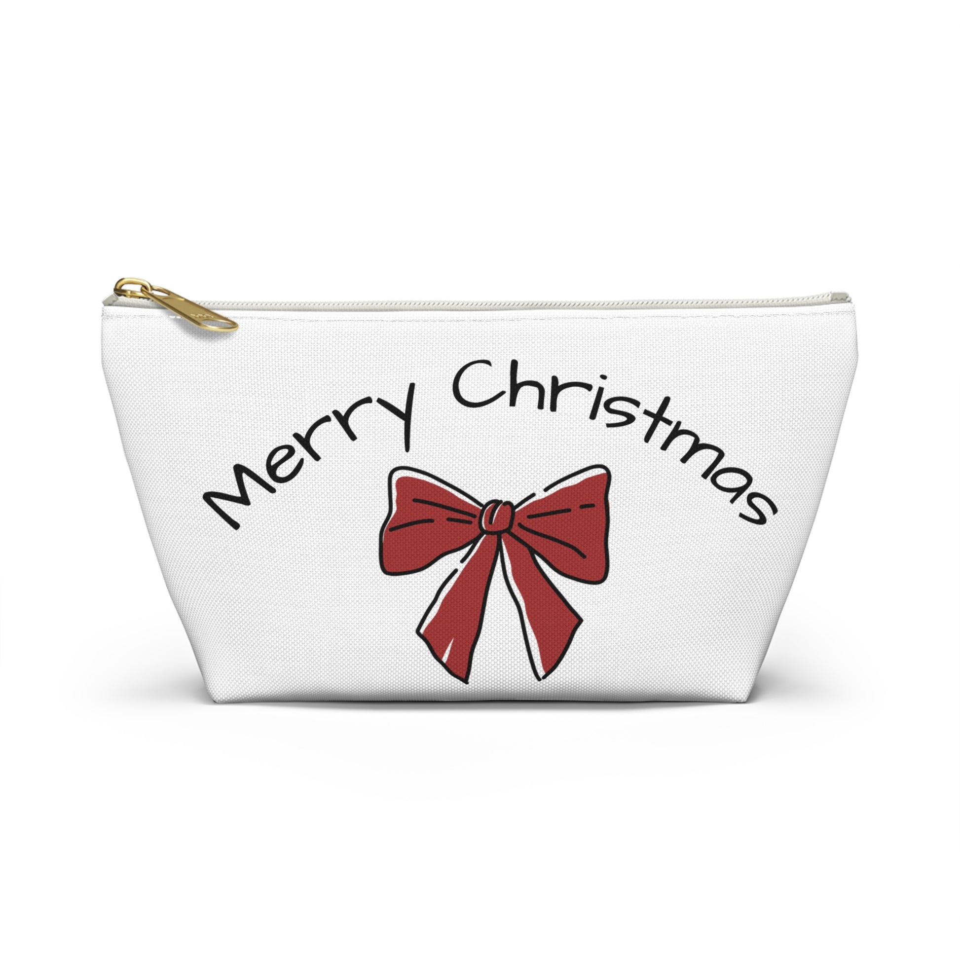 Christmas Pouch w/ Ribbon Print, Holiday Accessory, Makeup Bag, Gift Organizer, Xmas Gift, Seasonal Storage