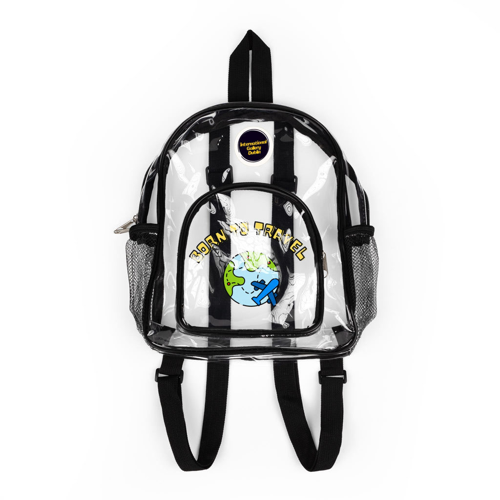 Born to travel, Clear Stadium Backpack, Transparent Bag, Game Day Essentials, Concert Ready, Festival Gear, Stylish & Functional