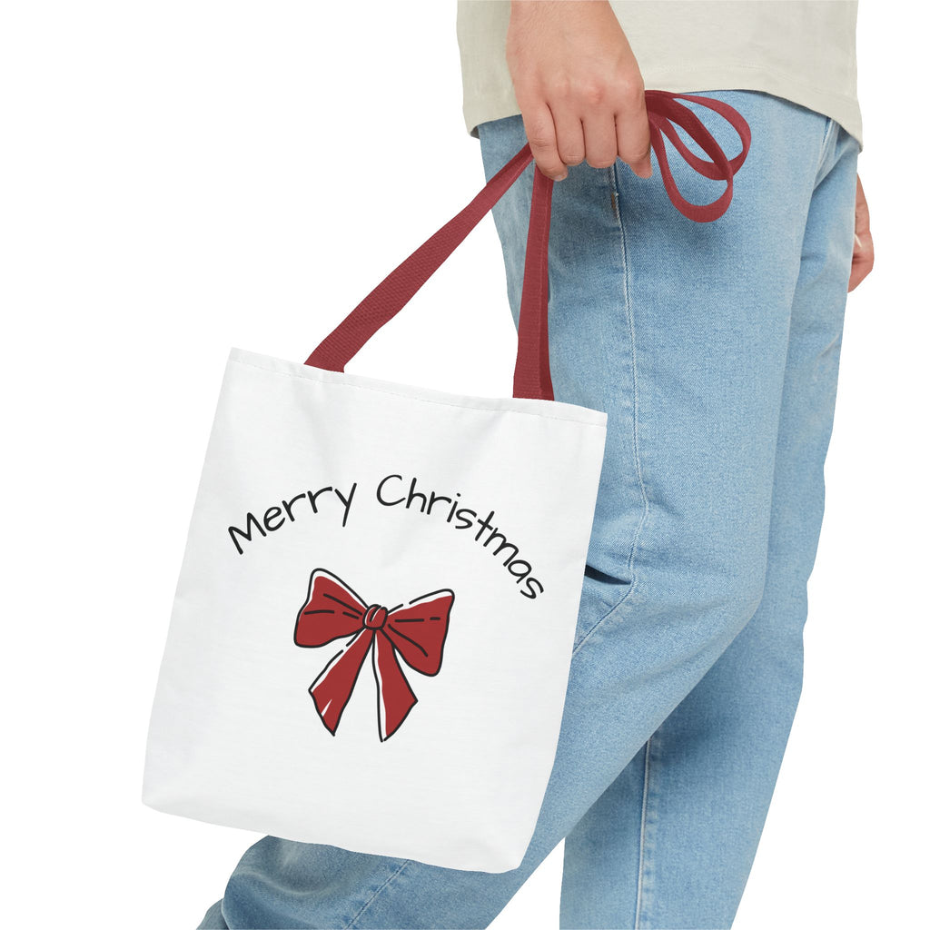 Merry Christmas Tote Bag - Festive Holiday Bag, Gift Idea for Christmas, Shopping Tote, AOP Design, Eco-Friendly Gift