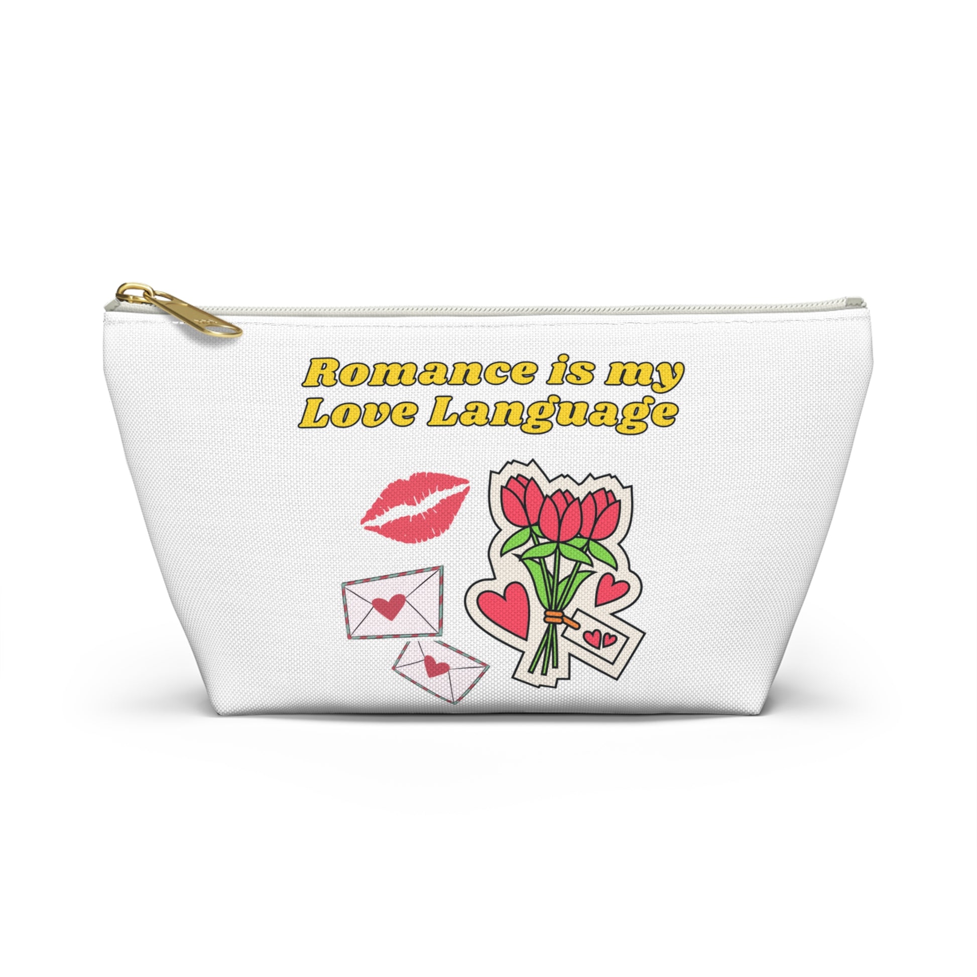 Romantic Accessory Pouch, Love Language Makeup Bag, Valentine Gift, Cute Pouch for Her, Personalized Love Pouch