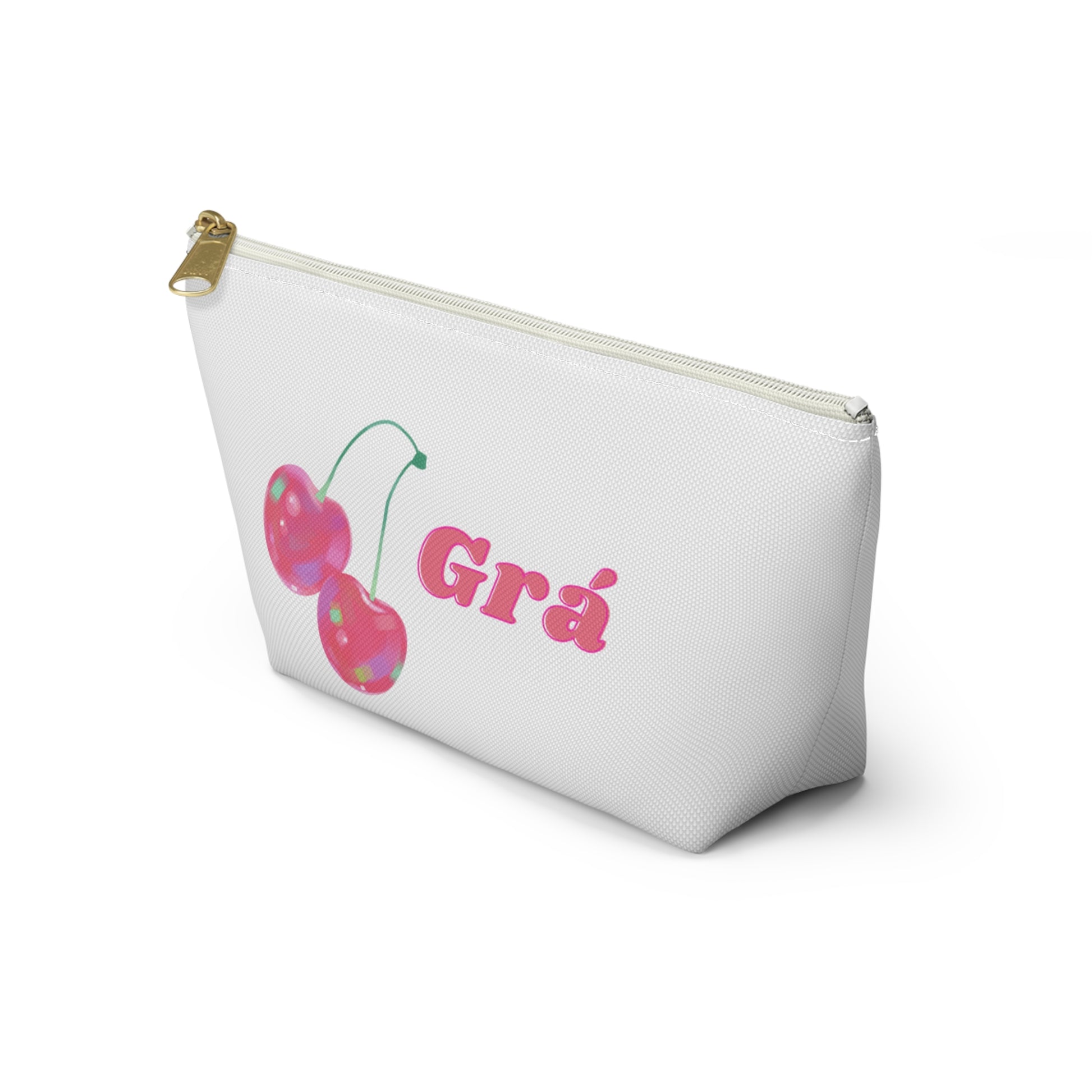 Gra, Love in Irish, Cherry Print Accessory Pouch - Cute Makeup Bag, Gift for Her, Travel Essentials, School Supplies, Fun Stationery Organizers