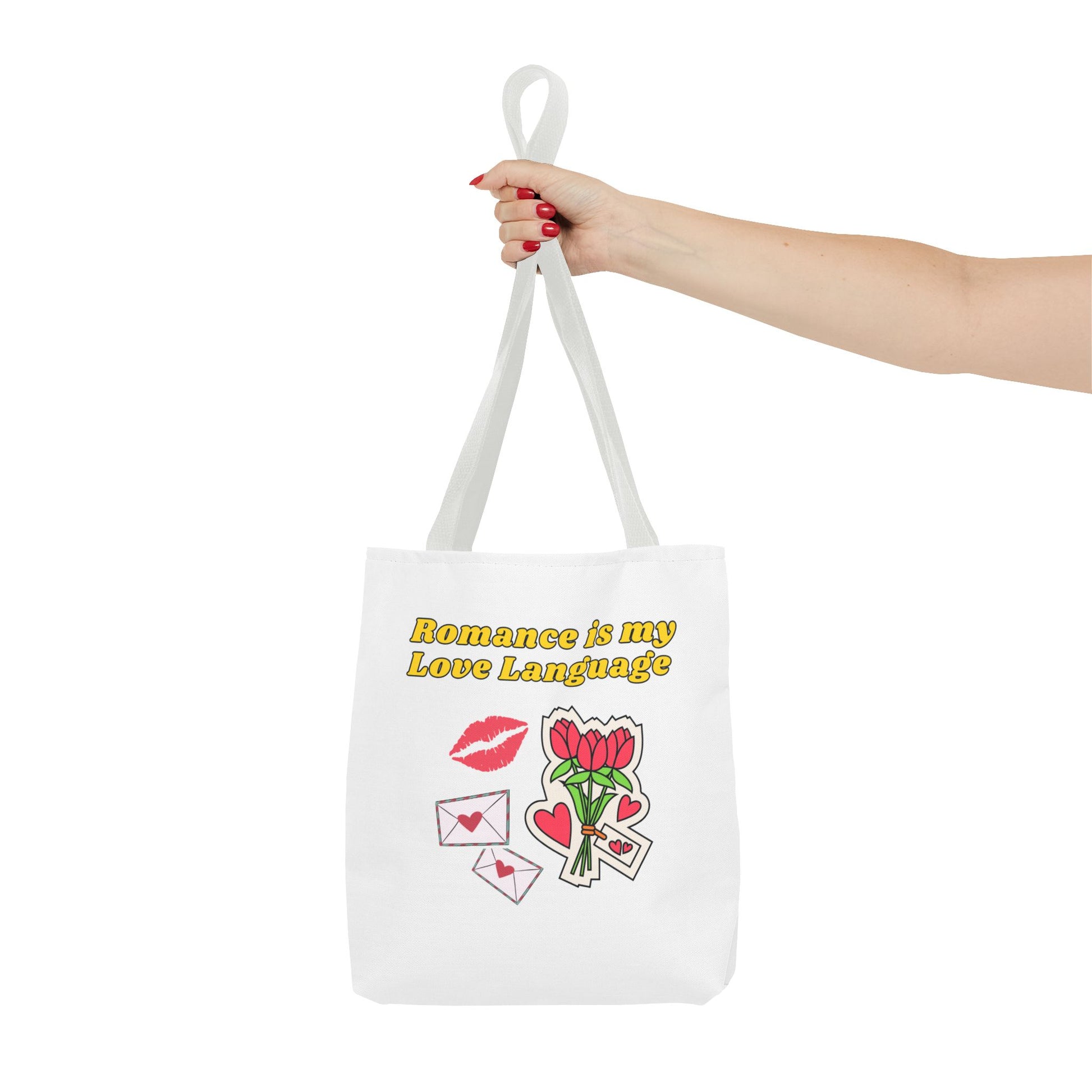 Romantic Tote Bag, Love Language Gift, Cute Reusable Shopping Bag, Valentine's Day Essentials, Gifts for Her, Floral Design Tote