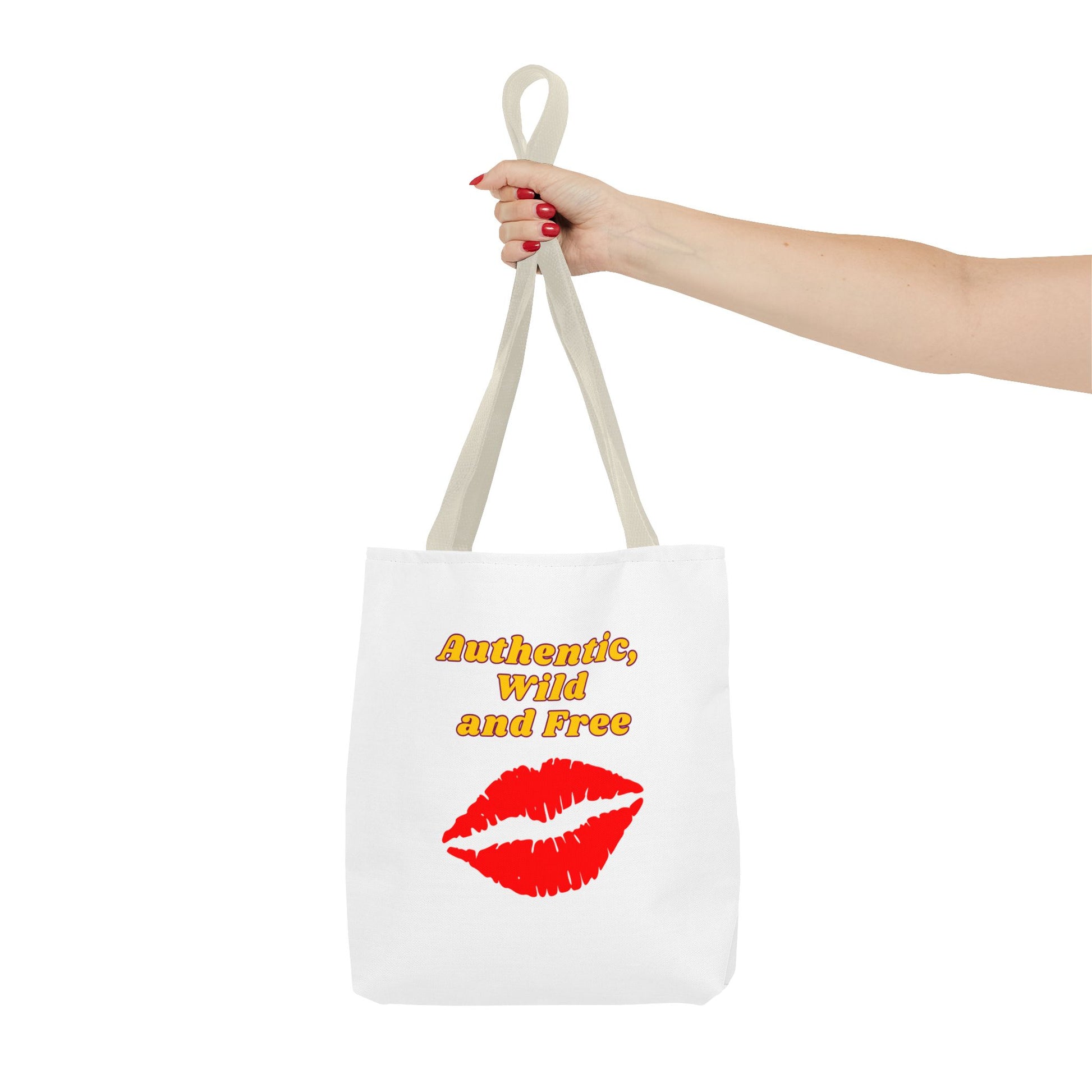 Authentic Wild and Free Tote Bag, Kiss Print Shopper, Fashionable Carryall, Gift for Her, Eco-Friendly Bag, Summer Essential