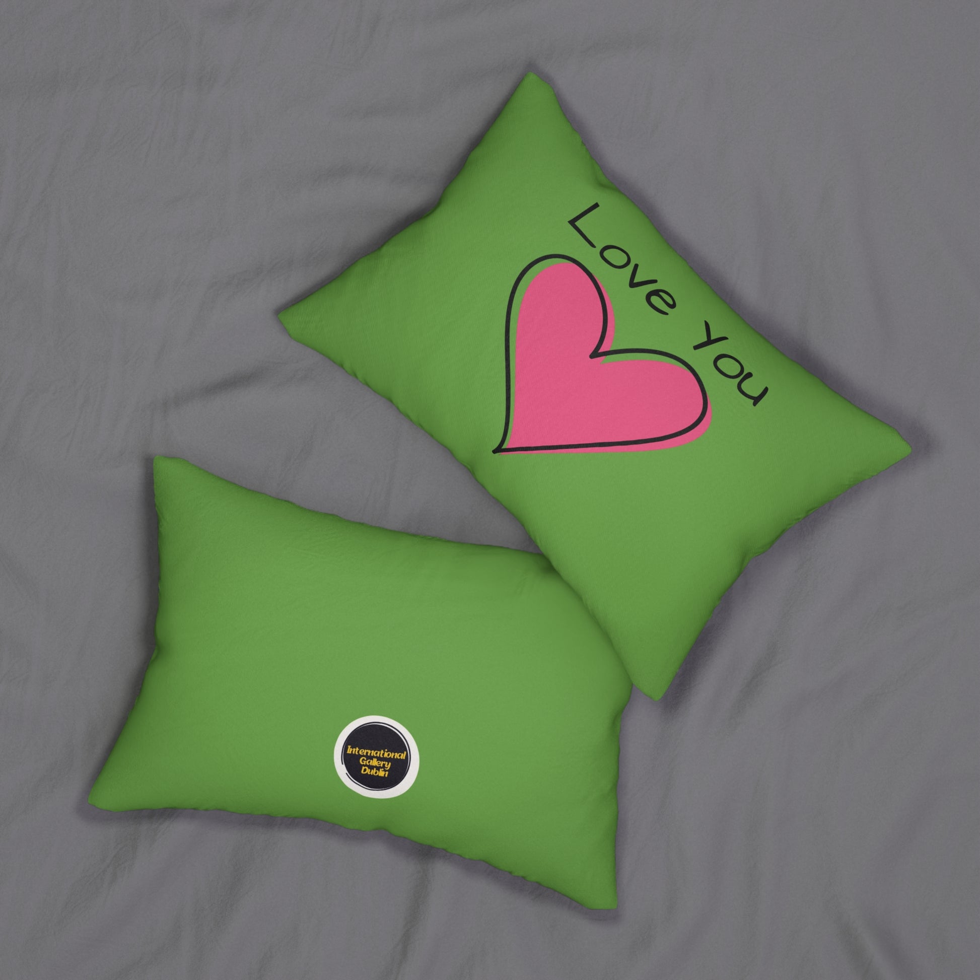 Love You Lumbar Pillow, Heart Throw Pillow, Spun Polyester Cushion, Gift for Her, Valentine's Day Decor