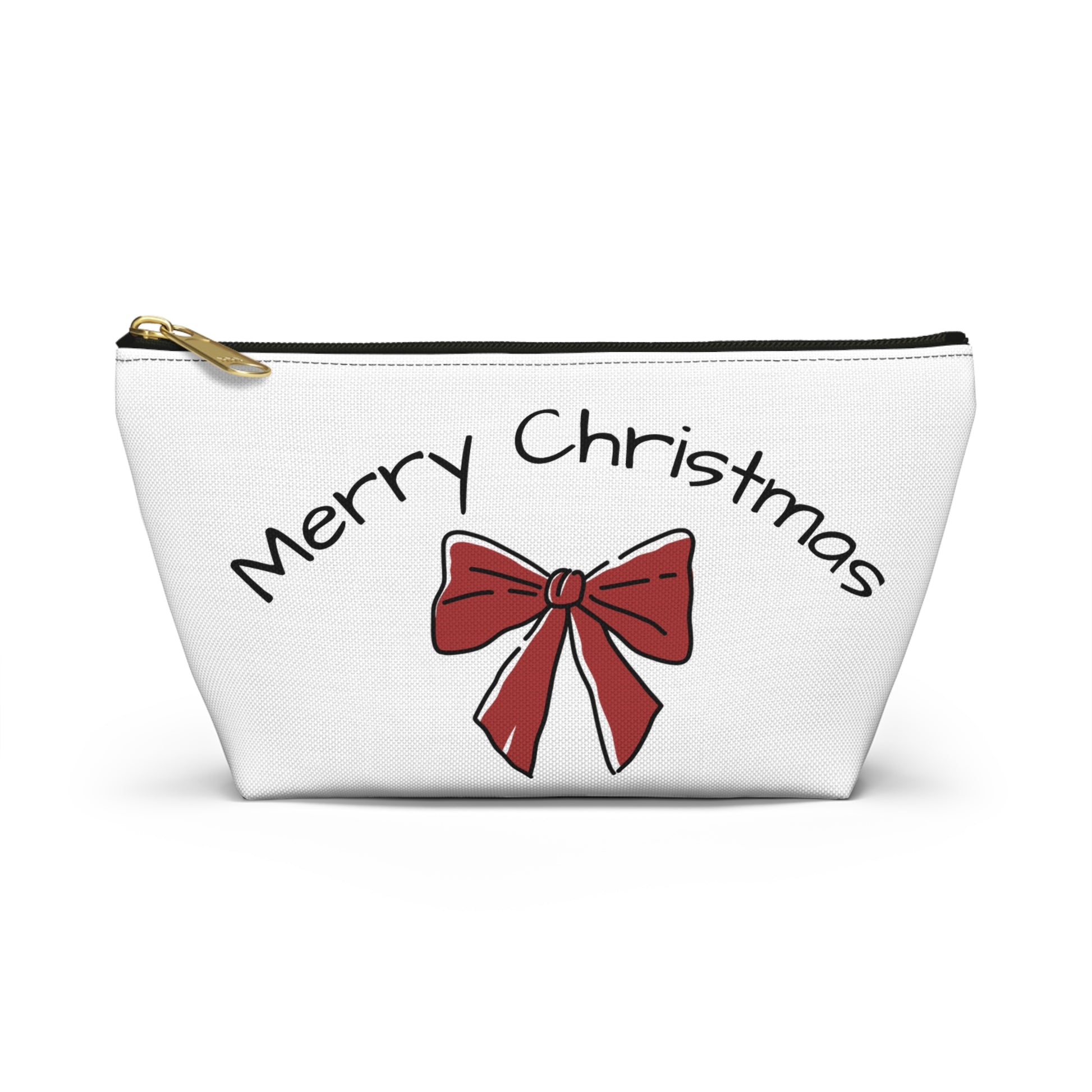 Christmas Pouch w/ Ribbon Print, Holiday Accessory, Makeup Bag, Gift Organizer, Xmas Gift, Seasonal Storage