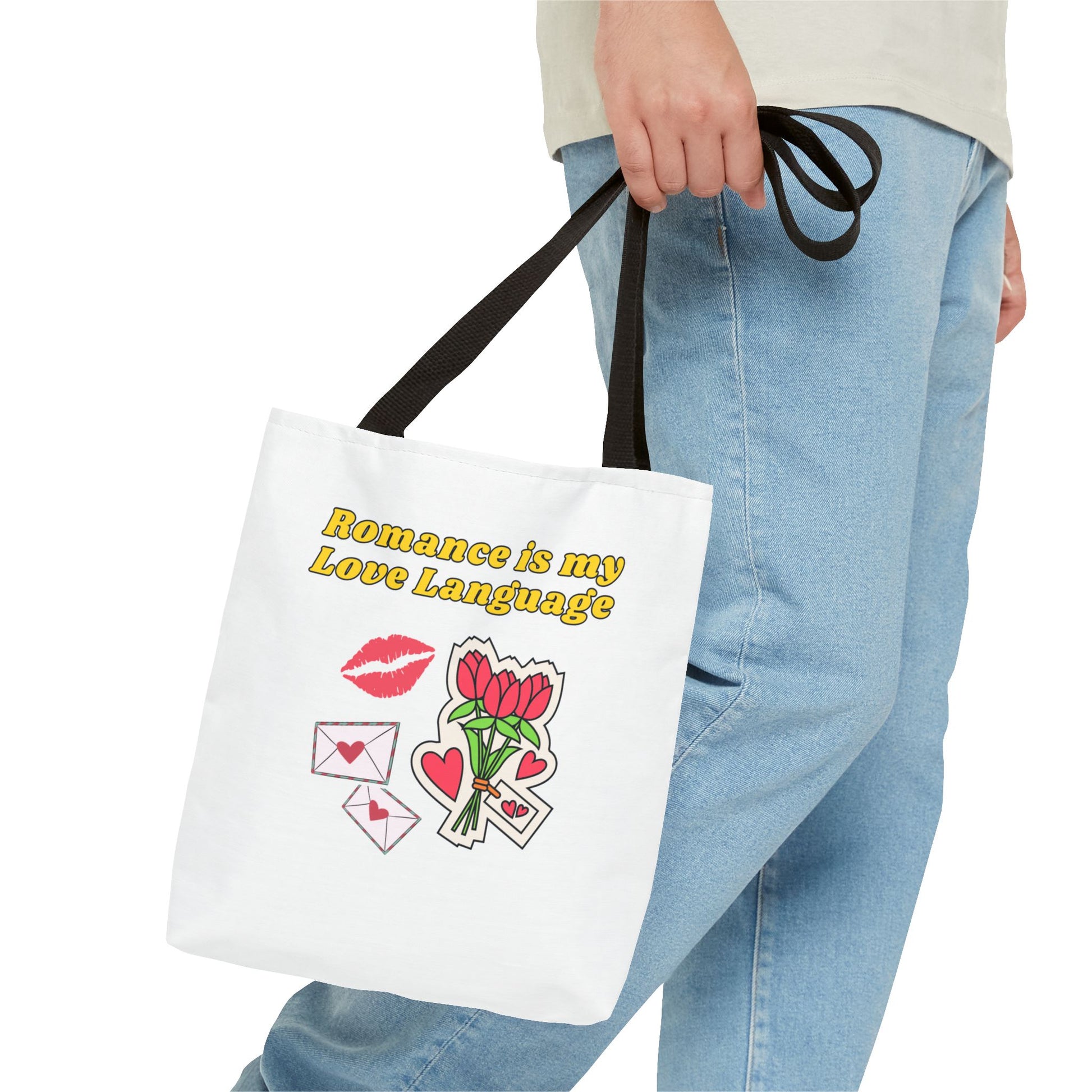 Romantic Tote Bag, Love Language Gift, Cute Reusable Shopping Bag, Valentine's Day Essentials, Gifts for Her, Floral Design Tote