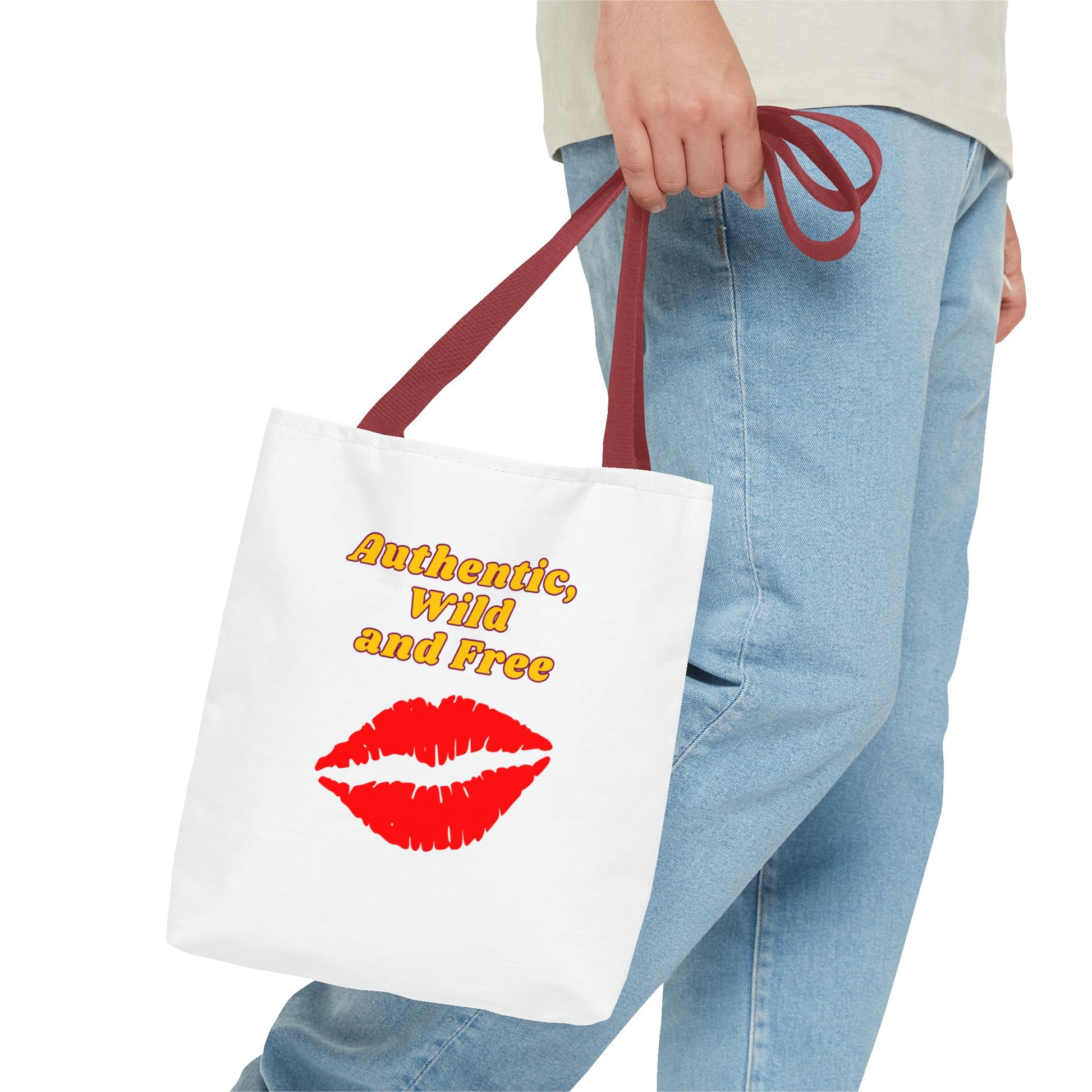 Authentic Wild and Free Tote Bag, Kiss Print Shopper, Fashionable Carryall, Gift for Her, Eco-Friendly Bag, Summer Essential