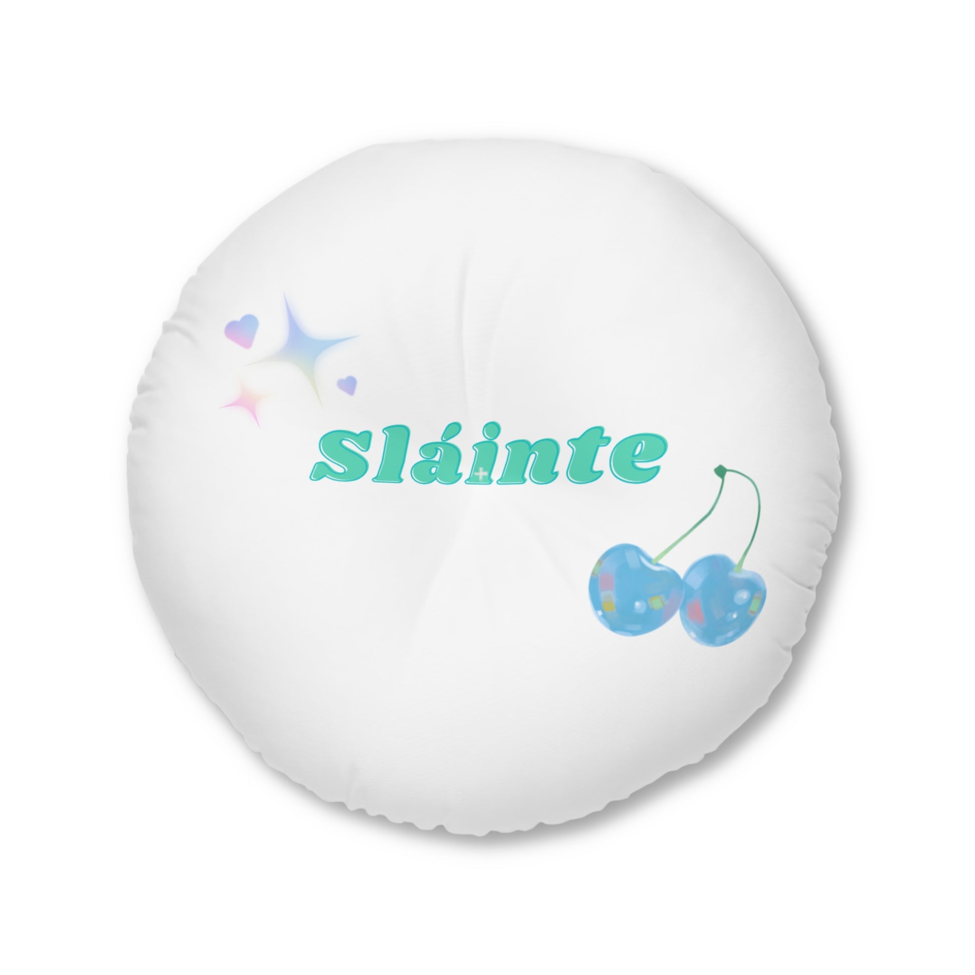 Sláinte, Cheers in Irish, Tufted Floor Pillow, Round - Cheerful, Cozy Home Accent, Perfect for Relaxation and Celebrations, Unique Gift Idea, Home Decor
